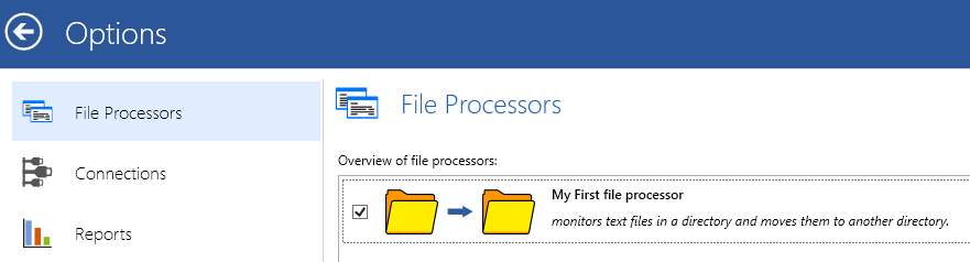 overview of all file processors