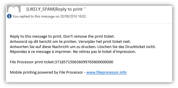 Mobile printing print ticket to release the print job