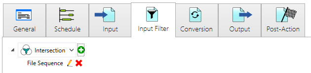 Input Filter overview after adding the file sequence filter